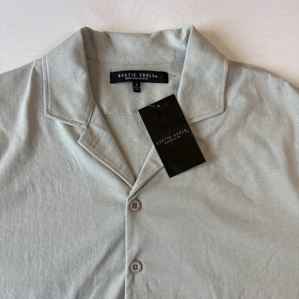 Rustic Souls NYC Men’s Embroidered Wine Themed Shirt Gray Size Small